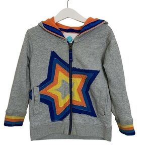 Mini Boden Star Hoodie Full Zip Sweatshirt Kids 3-4 years Colorful